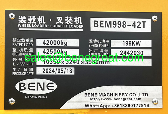 BEM998-42T Potente cargador de cantera con capacidad de 42000 kg y altura de elevación de 3200 mm proveedor